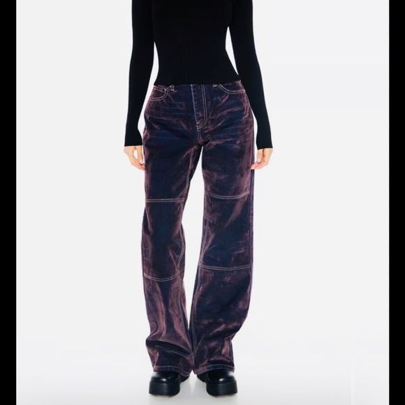 Forever 21 Women's High Rise Slim Fit Flare Leg Flocked Jeans NWOT Sz 28 - Picture 1 of 12